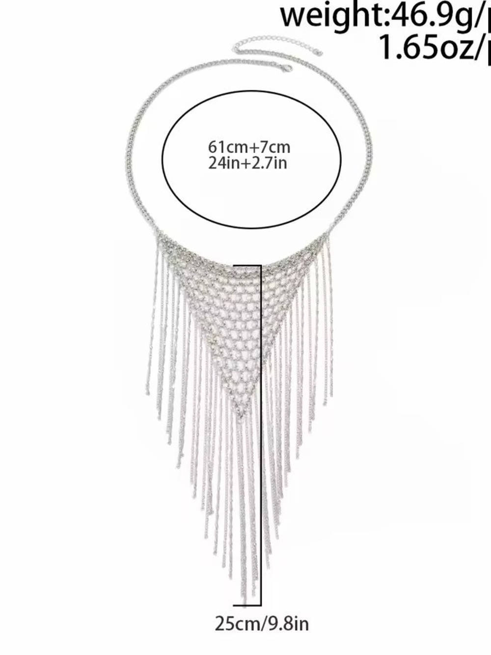 Silver Cascading Fringe Necklace - Picture 5 of 6